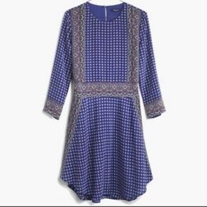 Madewell Silk Tee Dress Ascot Grid Blue